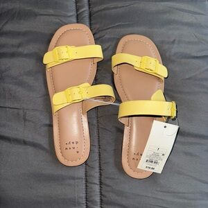 A New Day Yellow Tan Sandals Minimalist Slip-On